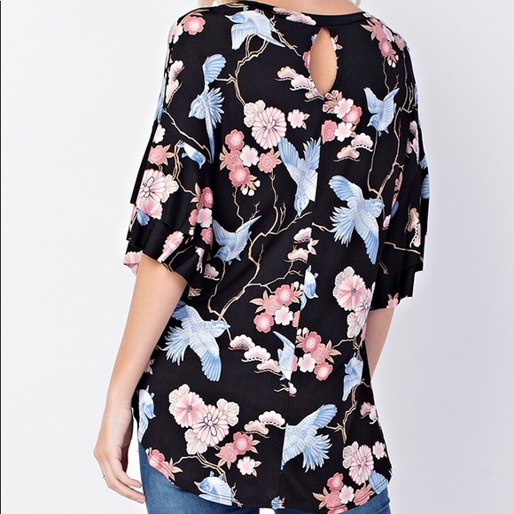 Black Floral Plus Size Tunic - Picture 3 of 4